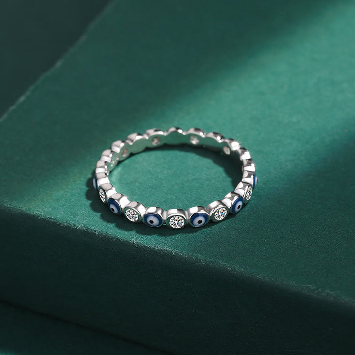Anello Olivenorma S925 Sterling Silver Zircone Bianco Occhio Malvagio