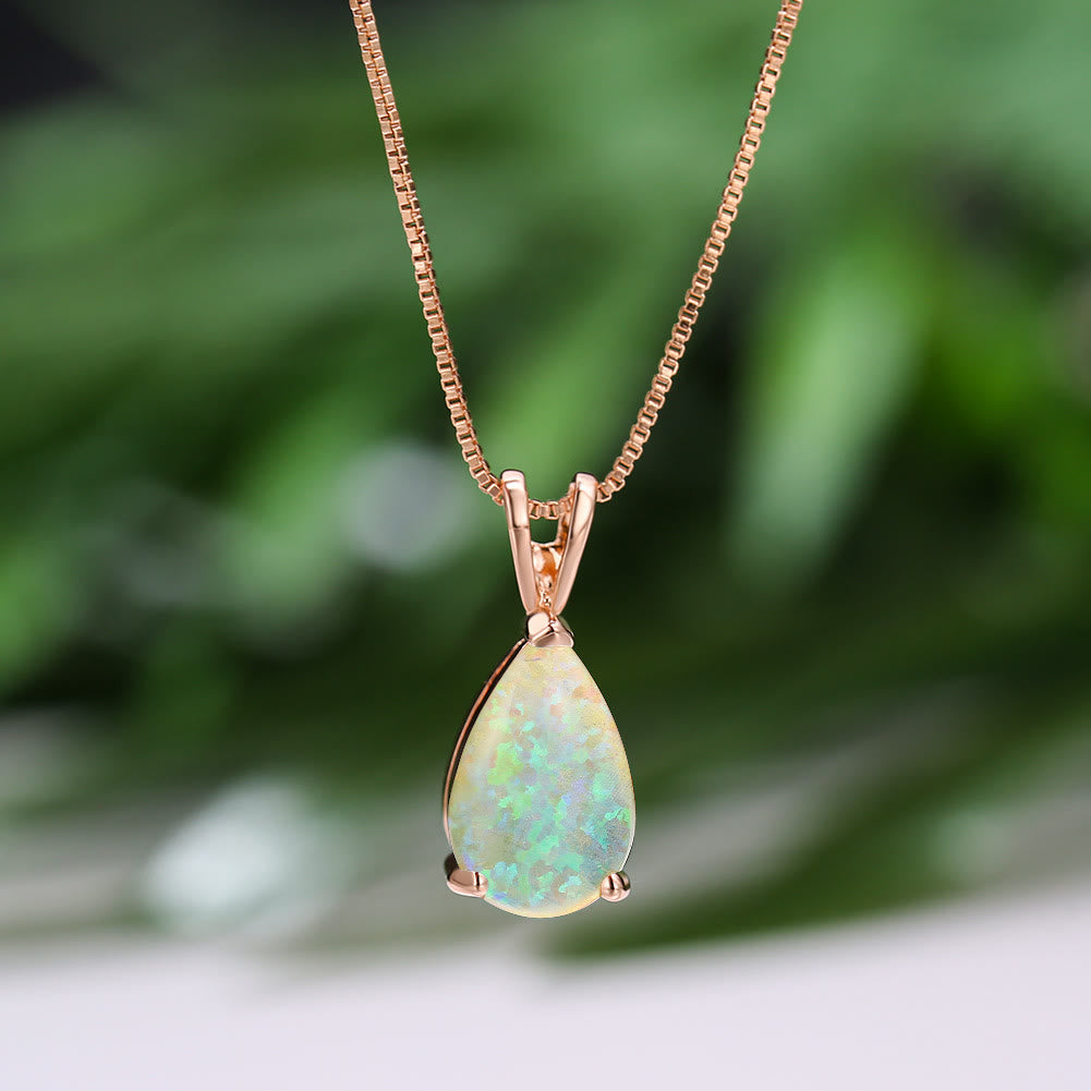 Collana semplice con ciondolo a goccia in sintetico opale Olivenorma 