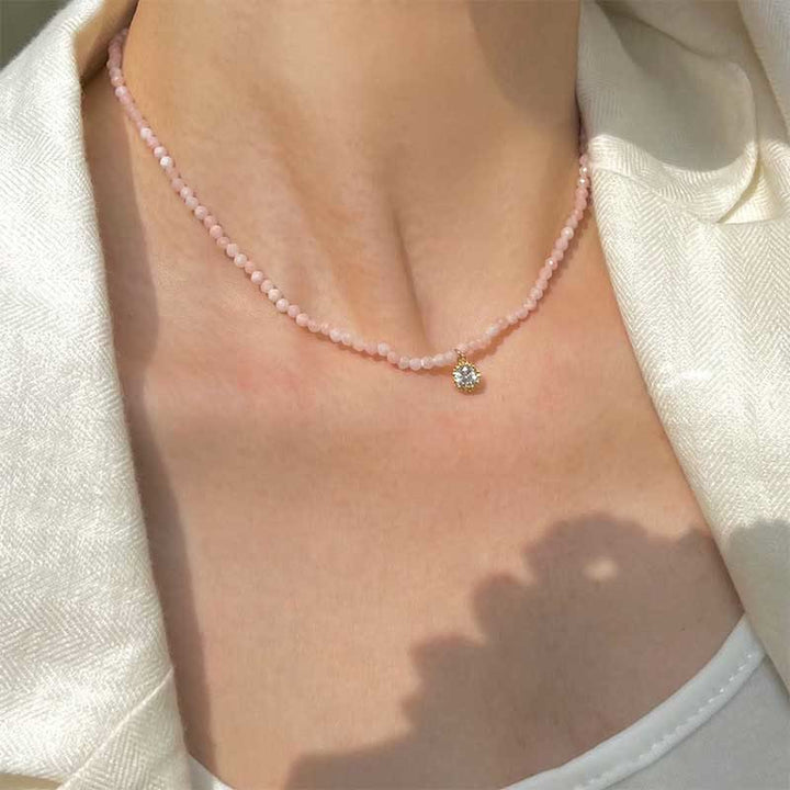 Collana con ciondolo in metallo con cristallo naturale Olivenorma