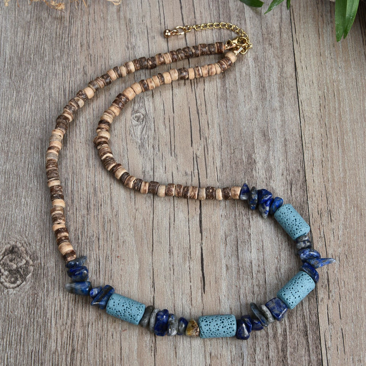 Collana con ciondolo a forma di palla di perline in pietra naturale Olivenorma