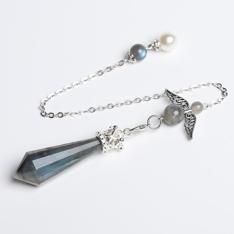 Pendolo con ali d'angelo in cristallo di labradorite Olivenorma