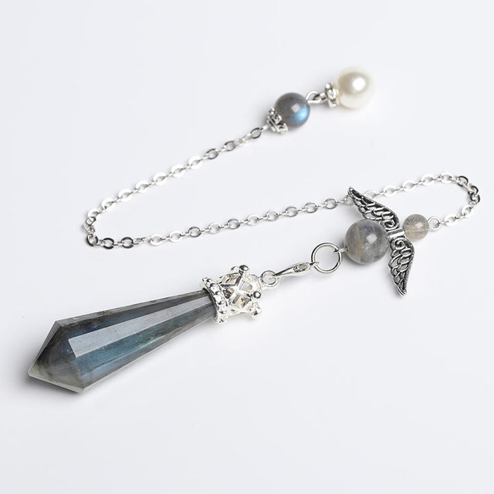 Pendolo con ali d'angelo in cristallo di labradorite Olivenorma