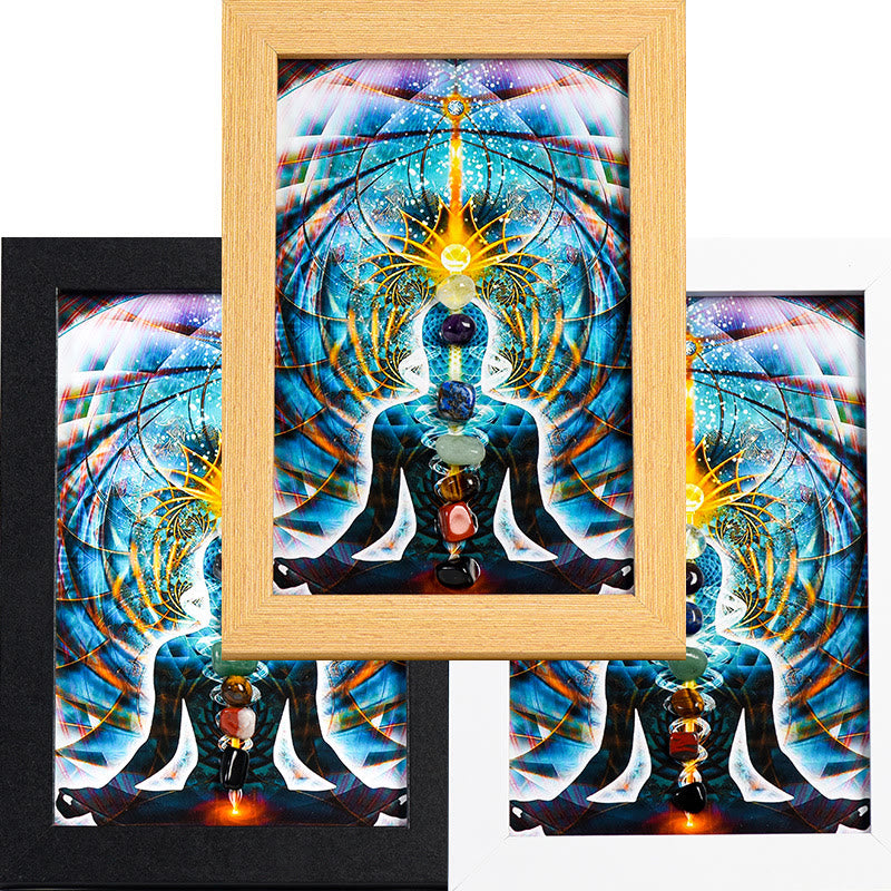 Olivenorma Yoga Meditazione Postura Chakra Pietra Cornice Foto Decorazione 