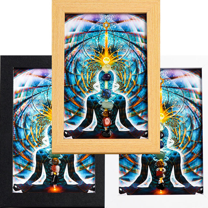 Olivenorma Yoga Meditazione Postura Chakra Pietra Cornice Foto Decorazione 