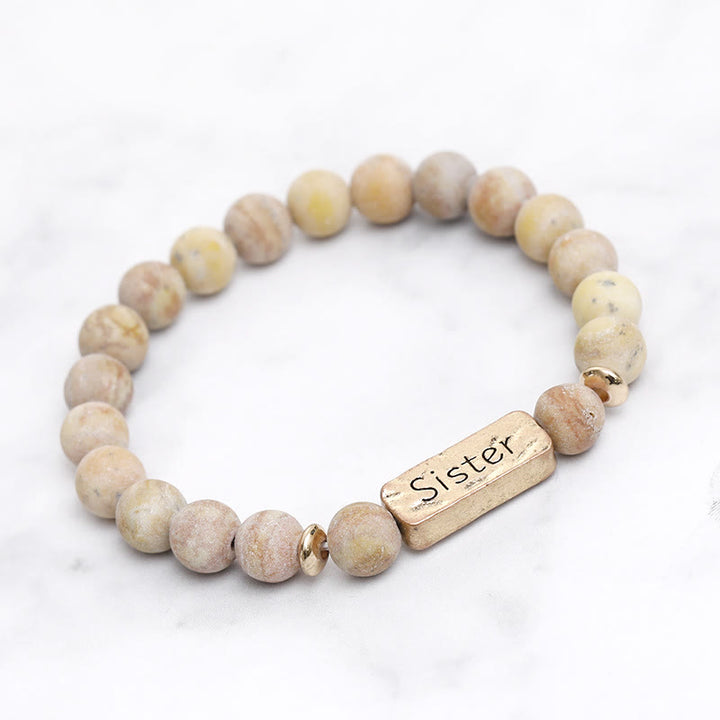 Bracciale con incisione della sorella in pietra preziosa naturale Olivenorma 