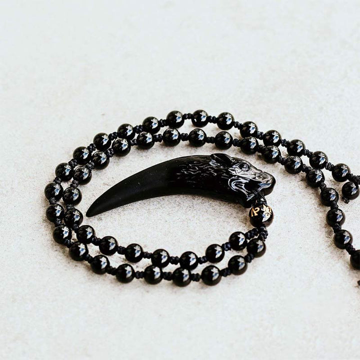 Collana lupo in ossidiana ghiacciata 