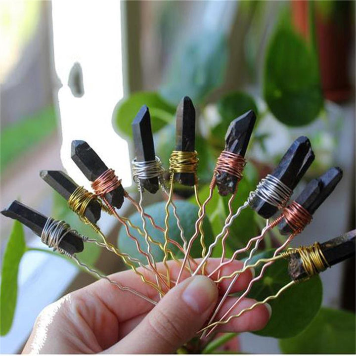 Olivenorma Forcina per capelli in cristallo fatta a mano - Ossidiana - image 16