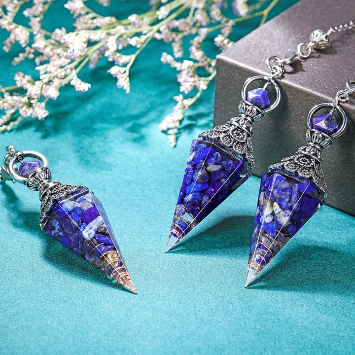 Pendolo di purificazione in argento e lapislazzuli