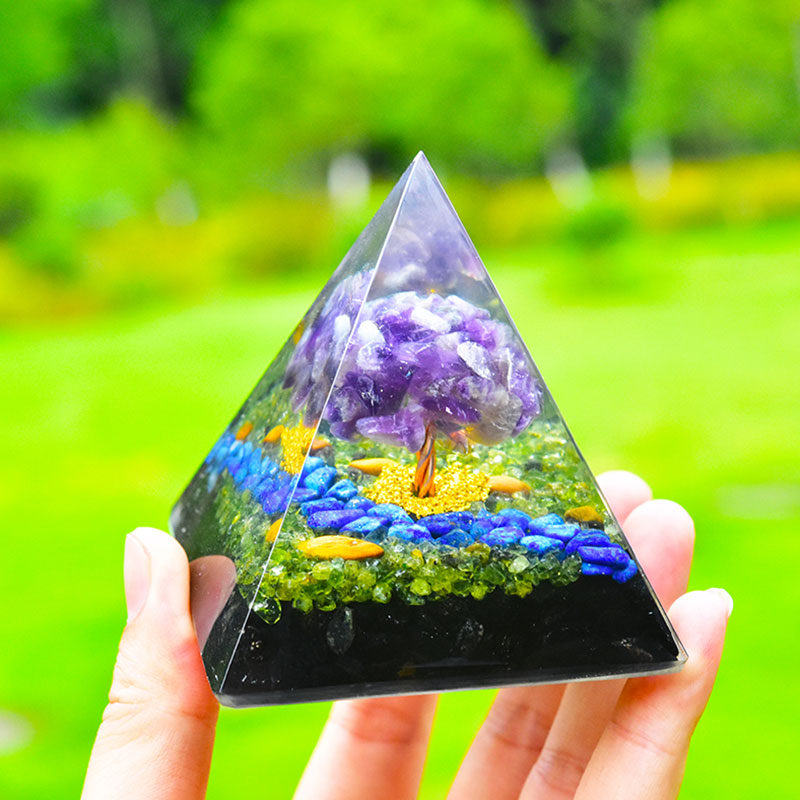 Olivenorma Ametista Peridoto Ossidiana Lapislazzuli Albero della vita Orgone Piramide