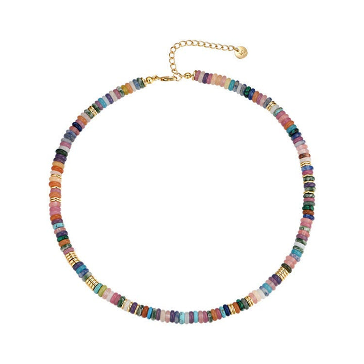 Olivenorma Boho Style Misto Cristallo Rotondo Perline Bracciale Collana Pietre Preziose