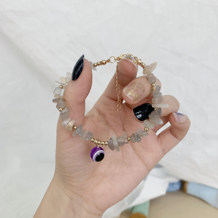 Braccialetto con ciondolo in ghiaia di cristallo naturale Olivenorma contro il malocchio 