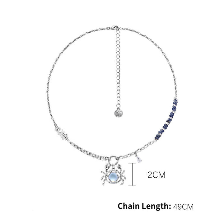 Collana in lega con ciondolo zodiacale in pietra di luna Olivenorma 