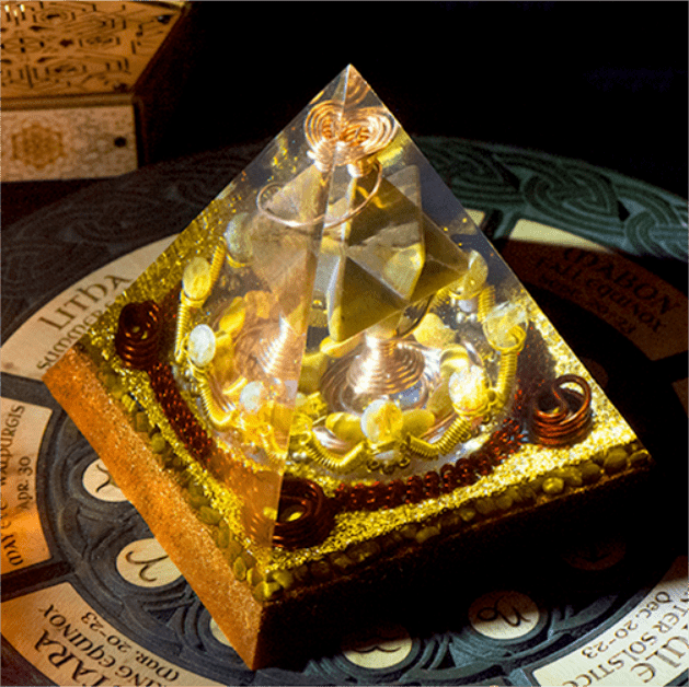 Olivenorma Merkaba Cubo di Metatron Occhio di Tigre Torre di Citrino Piramide Orgonica