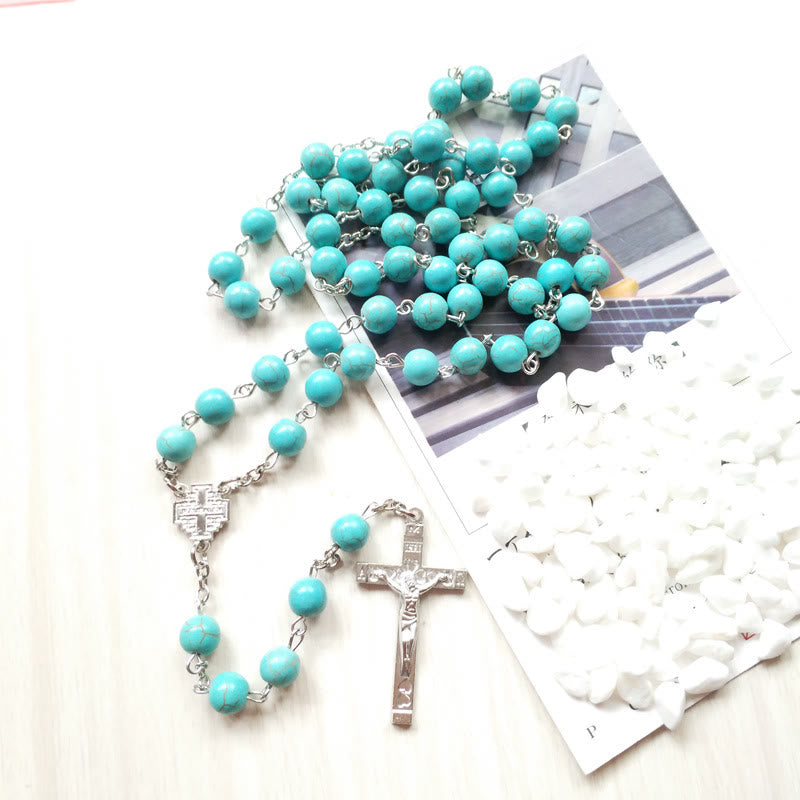 Collana rosario con ciondolo a croce turchese Olivenorma - image 1