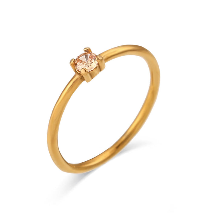 Anello Olivenorma Simple Birthstone in acciaio inossidabile placcato 18k
