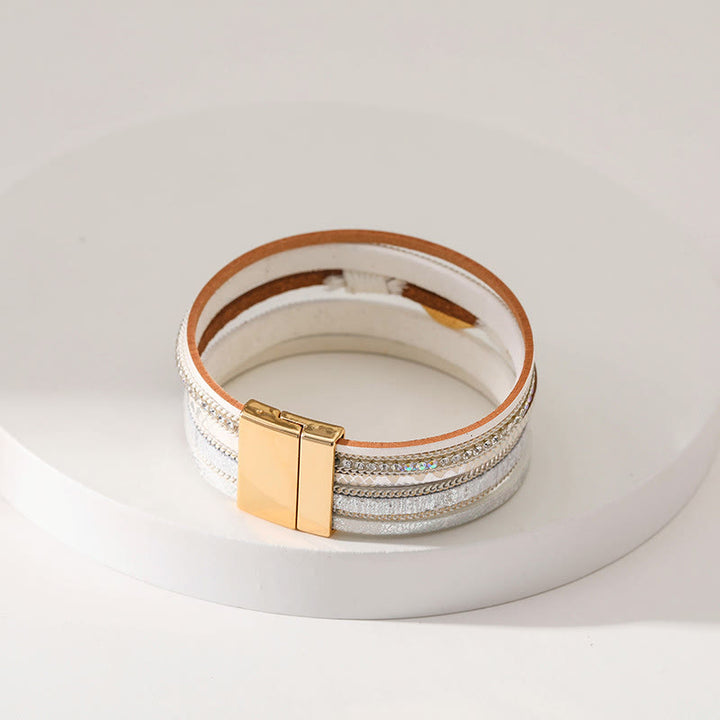 Bracciale Olivenorma Zircon Evil Eye in finta pelle leopardata