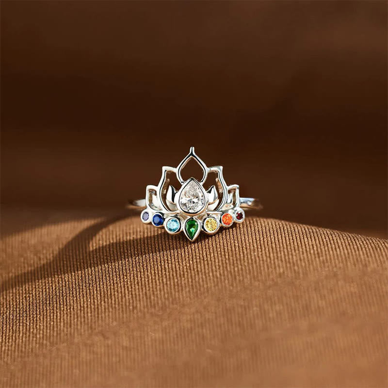 Olivenorma Lotus con 7 Chakra Yoga Anello Arcobaleno