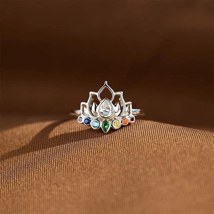 Olivenorma Lotus con 7 Chakra Yoga Anello Arcobaleno
