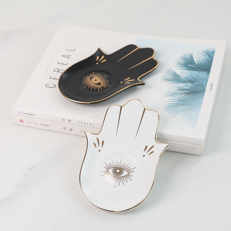 Olivenorma Hamsa piccolo vassoio portagioie con occhio malvagio