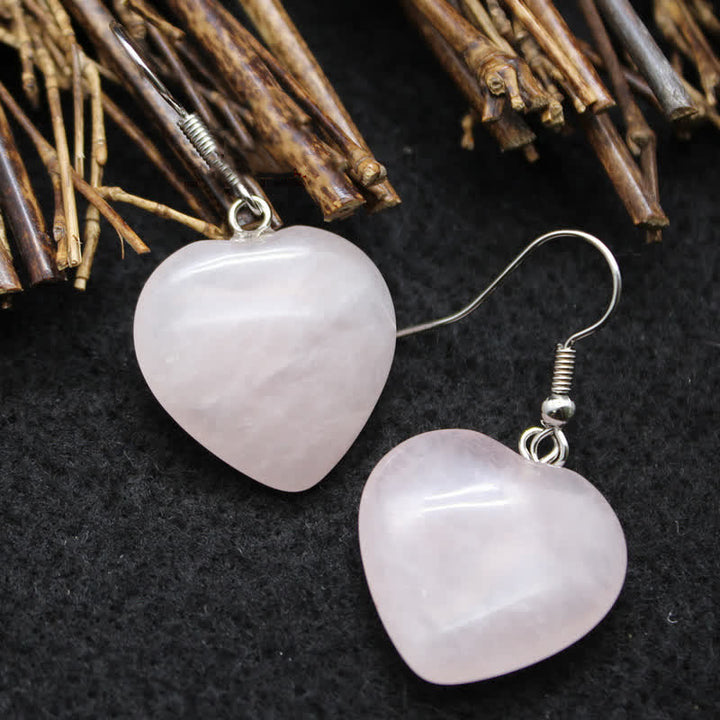 Orecchini di cristallo naturale con guarigione a forma di cuore