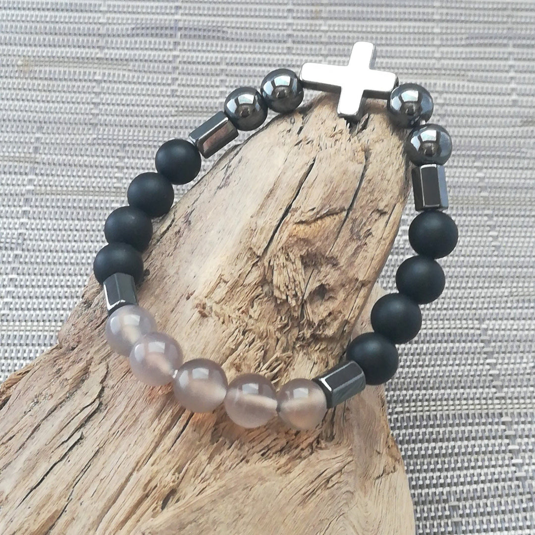 Bracciale da uomo con set di pietre preziose impilabili Olivenorma