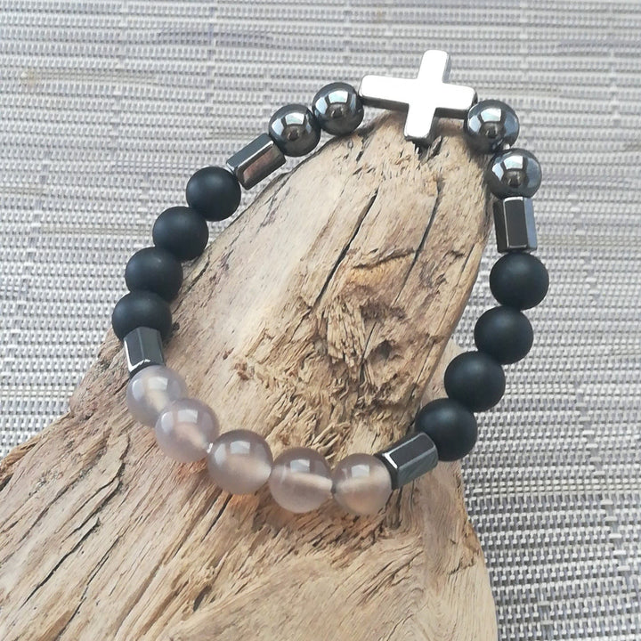 Bracciale da uomo con set di pietre preziose impilabili Olivenorma