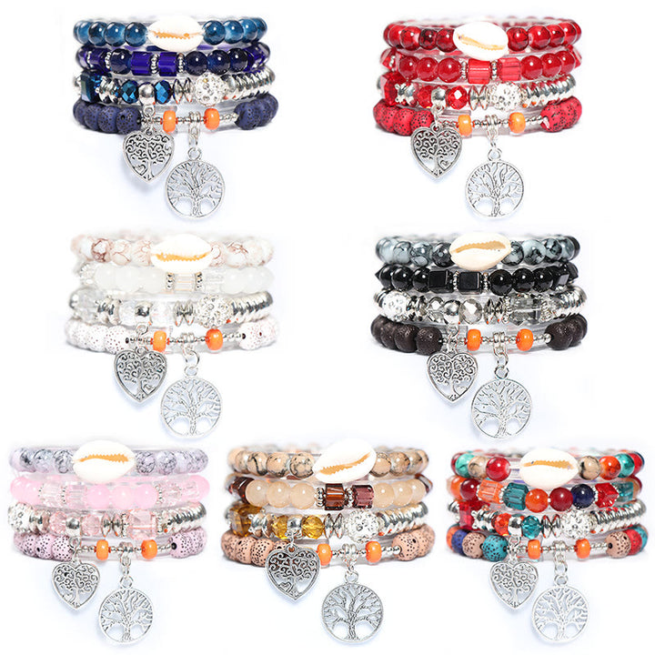 Olivenorma Albero della vita Cuore Ciondolo Braccialetto di perline Set 