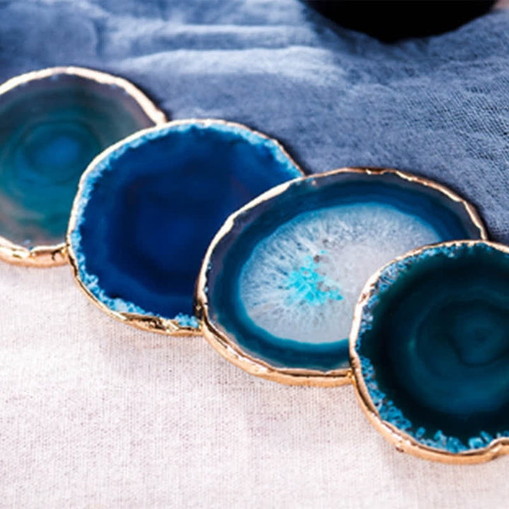 Sottobicchiere Olivenorma in Agata Blu Decorazione con pietre preziose
