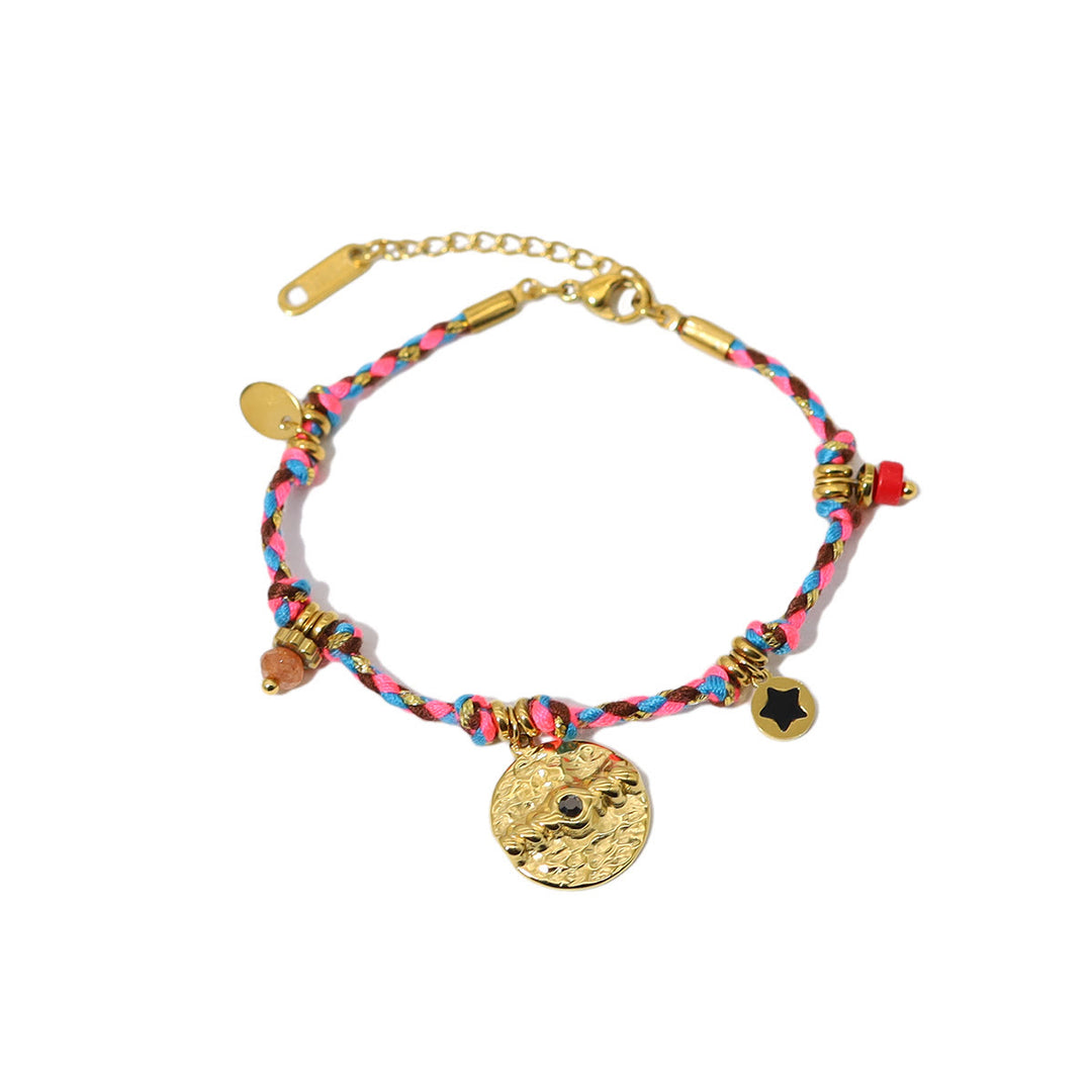 Olivenorma Bohemian Bracciale intrecciato vintage in acciaio inossidabile 18k