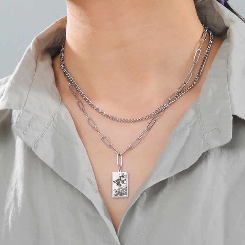 Collana a doppia catena con carta dei tarocchi Olivenorma