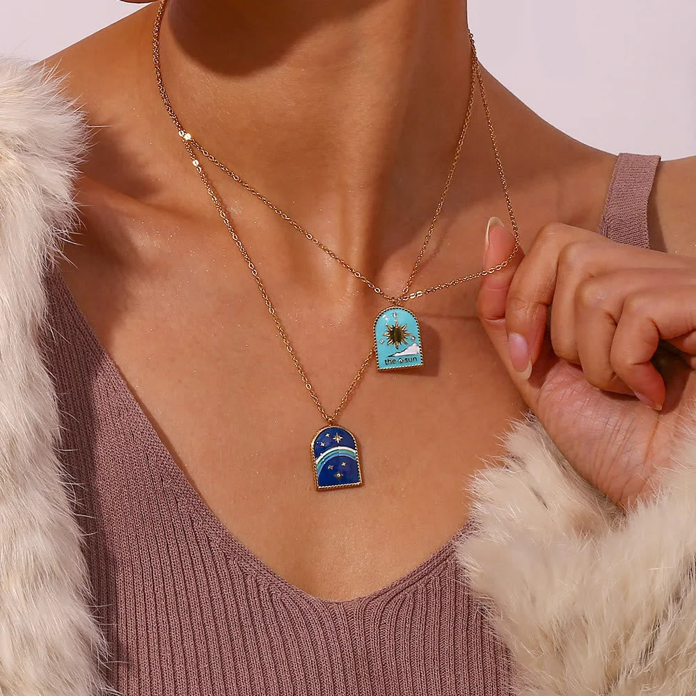 Collana Olivenorma Blue Evil Eye Galaxy Sun Tarot 
