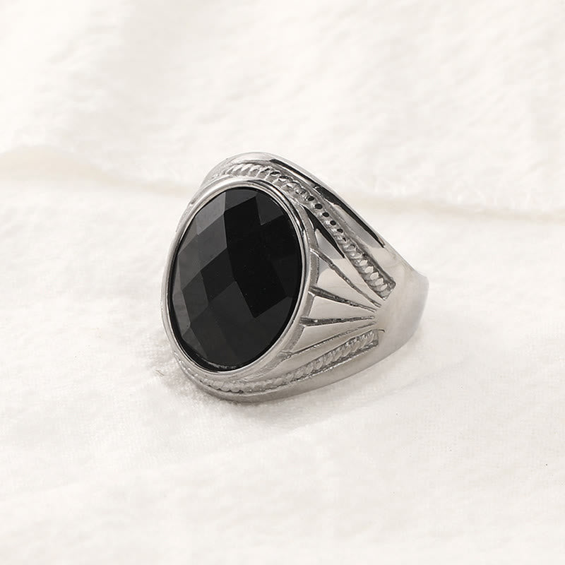 Anello in acciaio inossidabile con pietra preziosa naturale Olivenorma