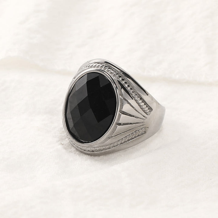 Anello in acciaio inossidabile con pietra preziosa naturale Olivenorma