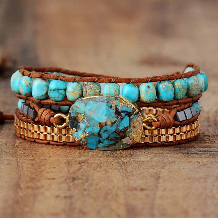 Bracciale intrecciato a tre strati Olivenorma Turchese