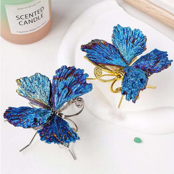 Decorazione con pietra preziosa a farfalla in tormalina cianite aura Olivenorma 