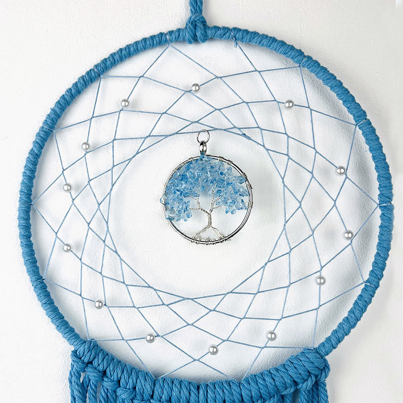 Olivenorma Acchiappasogni in cristallo con albero della vita solare rotondo intrecciato 