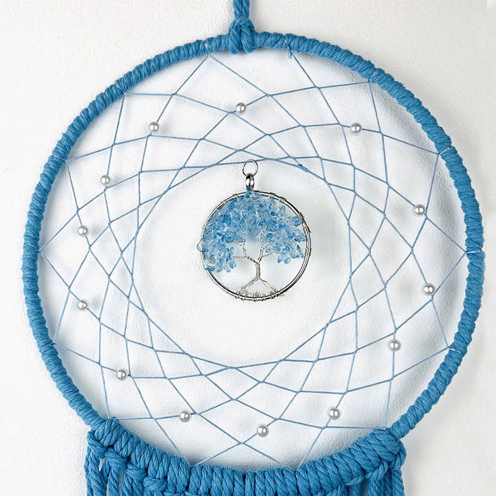 Olivenorma Acchiappasogni in cristallo con albero della vita solare rotondo intrecciato 