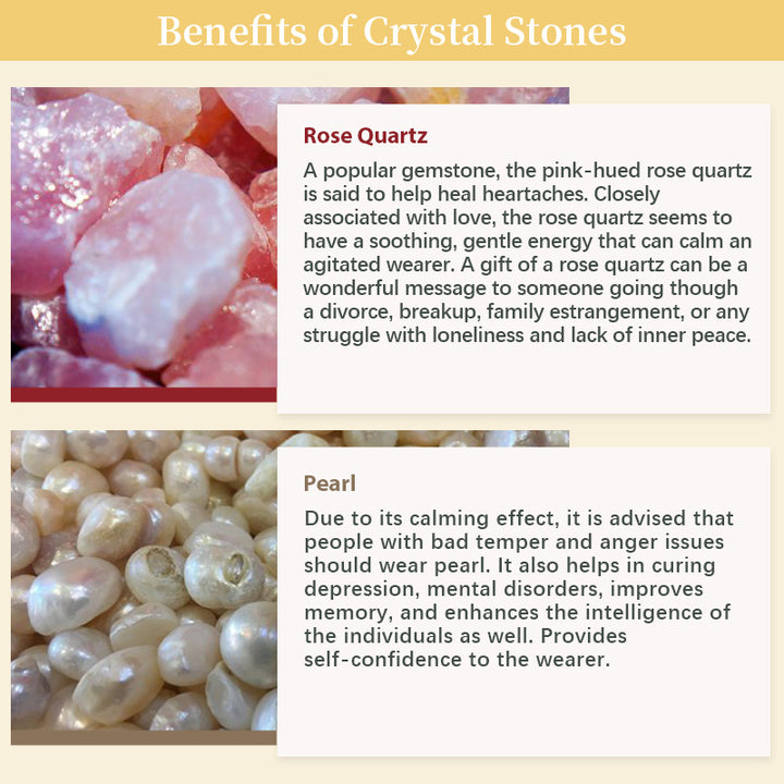 Bracciale con pietre preziose curative in quarzo rosa e perle 