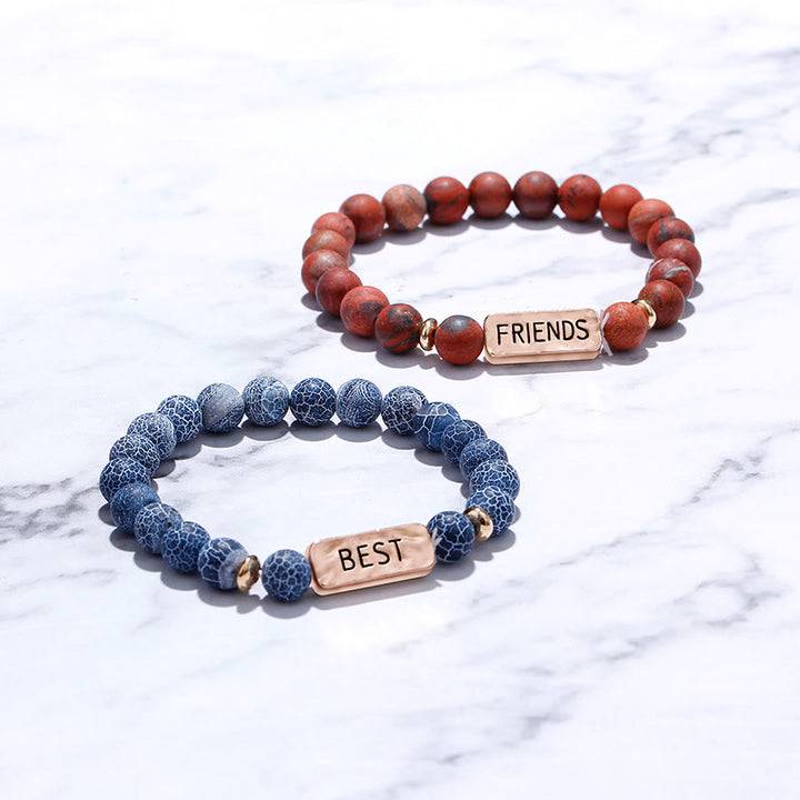 Bracciale con incisione Best Friend in pietra preziosa naturale Olivenorma