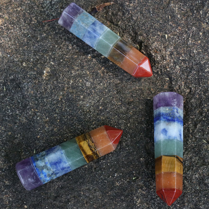 Ornamenti per colonne esagonali con chakra Olivenorma Bacchette di cristallo