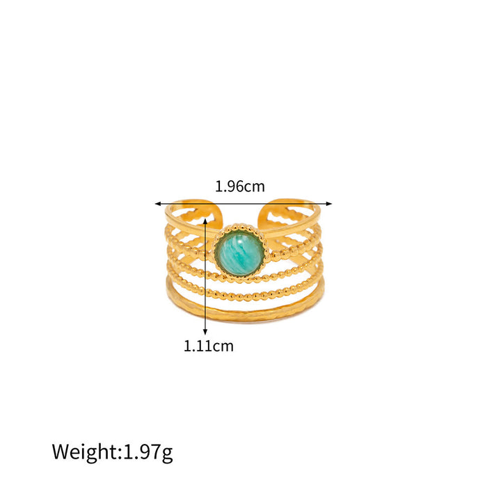 Anello irregolare regolabile in malachite naturale Olivenorma