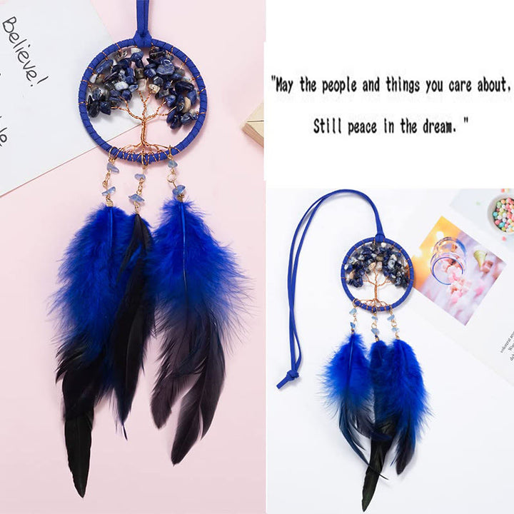 Ornamento per auto acchiappasogni con piuma dell'albero della vita in cristallo Olivenorma - image 14