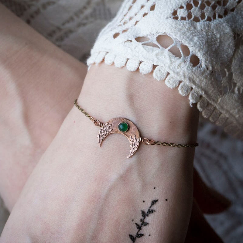 Bracciale Olivenorma Crescent Emerald inciso in bronzo antico