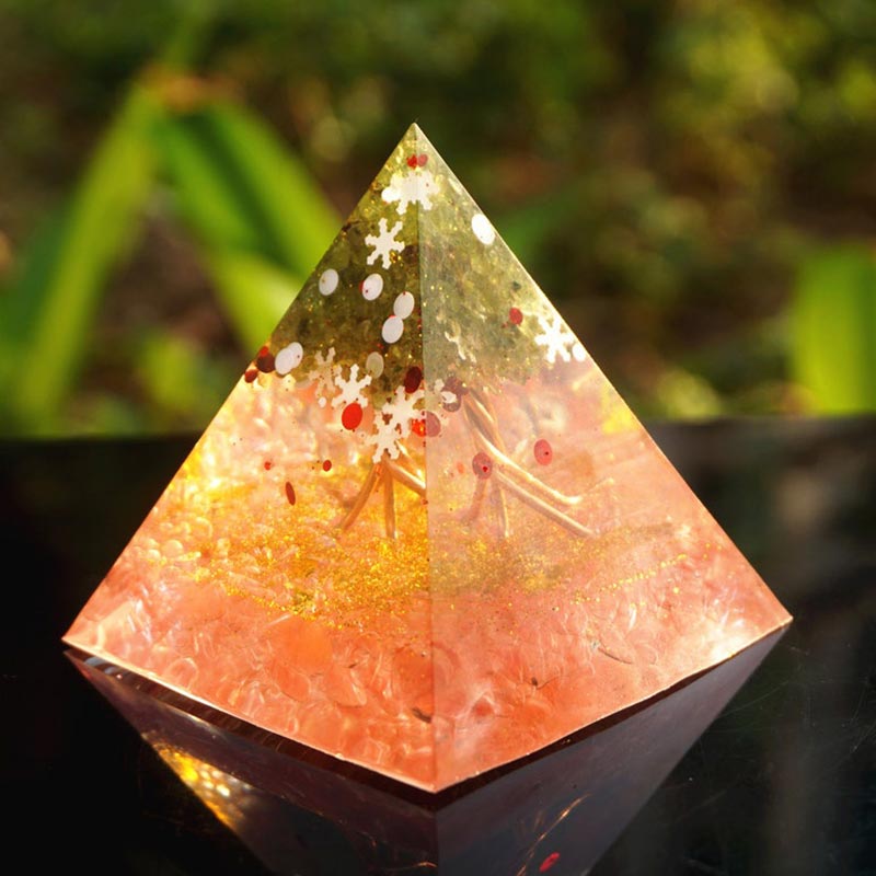 Olivenorma Natale Cristallo Rosa Peridoto Albero della Vita Piramide Orgonica