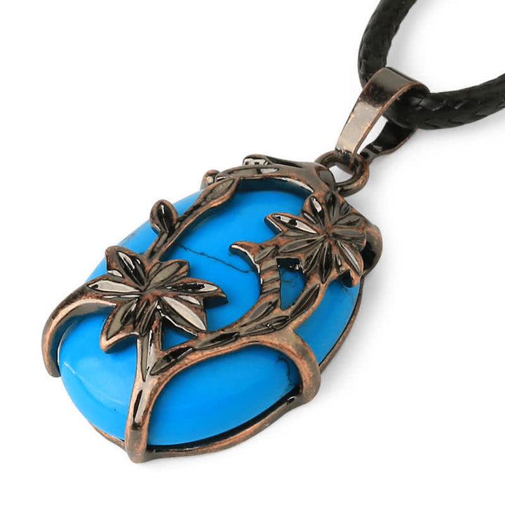 Collana con fiore in ottone e ametista Olivenorma avvolto in cristallo