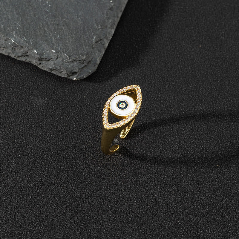 Olivenorma Anello Zircone Bianco Anello Regolabile Malocchio