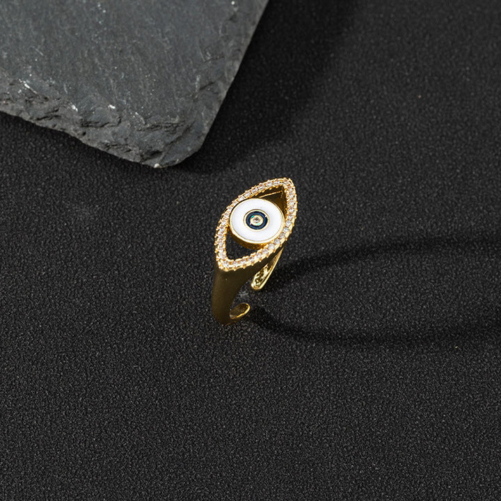 Olivenorma Anello Zircone Bianco Anello Regolabile Malocchio