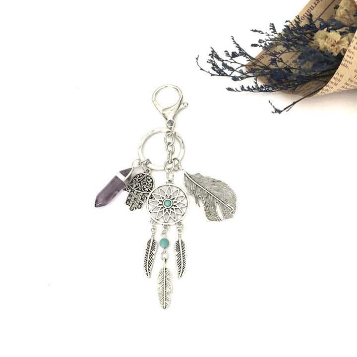 Olivenorma Natural Gemstone Dreamcatcher Ciondolo Hamsa Portachiavi