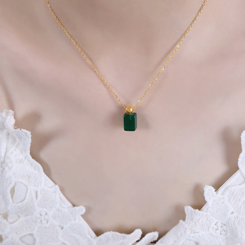 Collana con ciondolo di perline in avventurina verde smeraldo e peridoto Olivenorma 