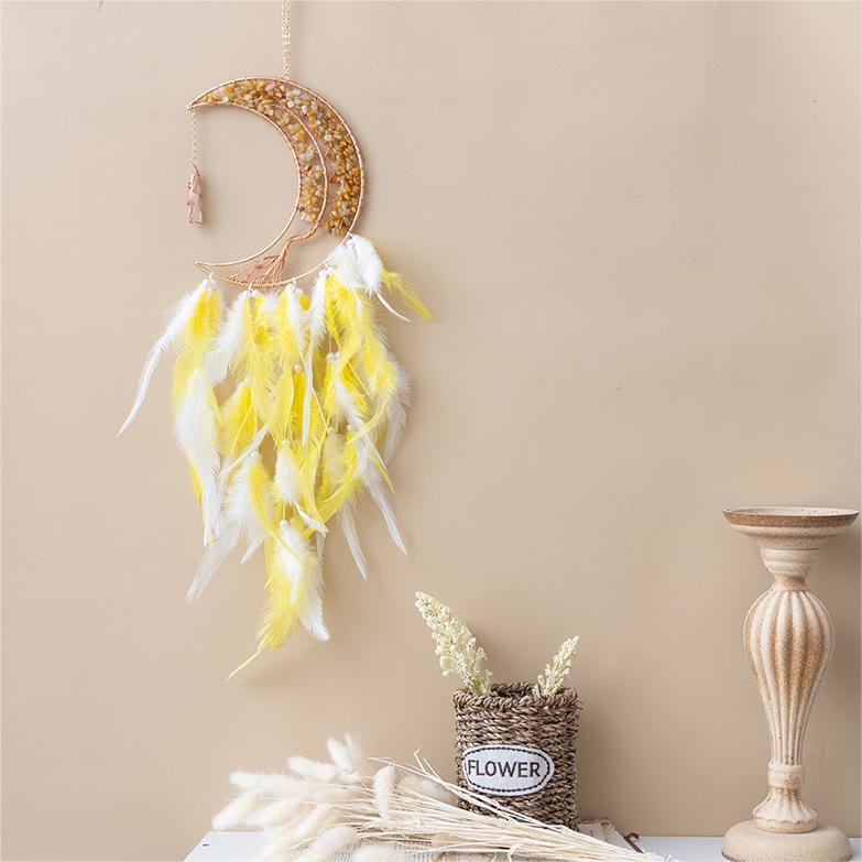 Olivenorma Ghiaia naturale intrecciata Albero della vita Luna Dream Catcher